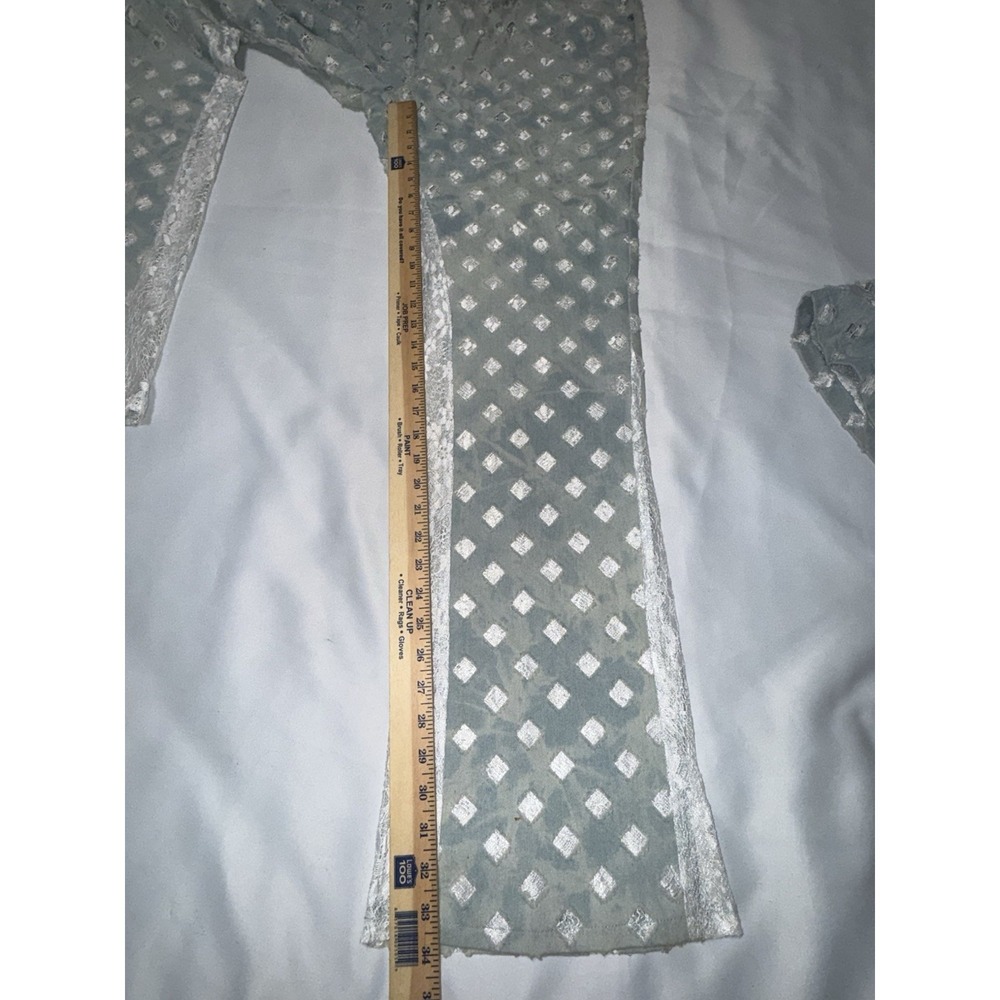 FASHION NOVA MEN Light Blue Denim Lace Distressed Pant Set Sz 38 Streetwear - Picture 5 of 9